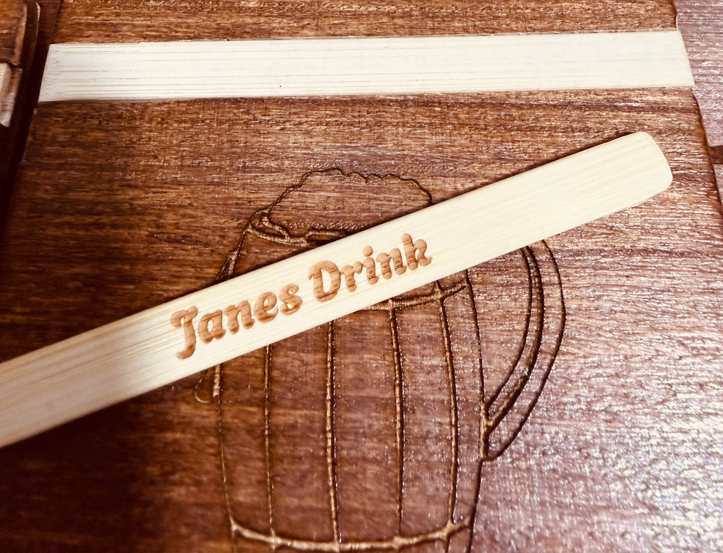 🍺 Personalised Wooden Beer Coasters – With Interchangeable Names & Sayings