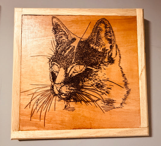 Handmade Laser Engraved CAT wall art