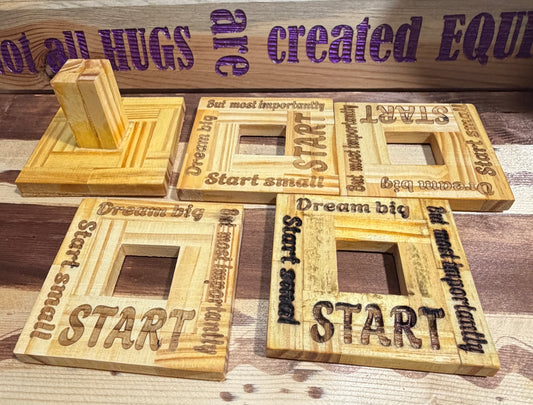 Handmade Inspirational Wooden Coaster Set with Stand