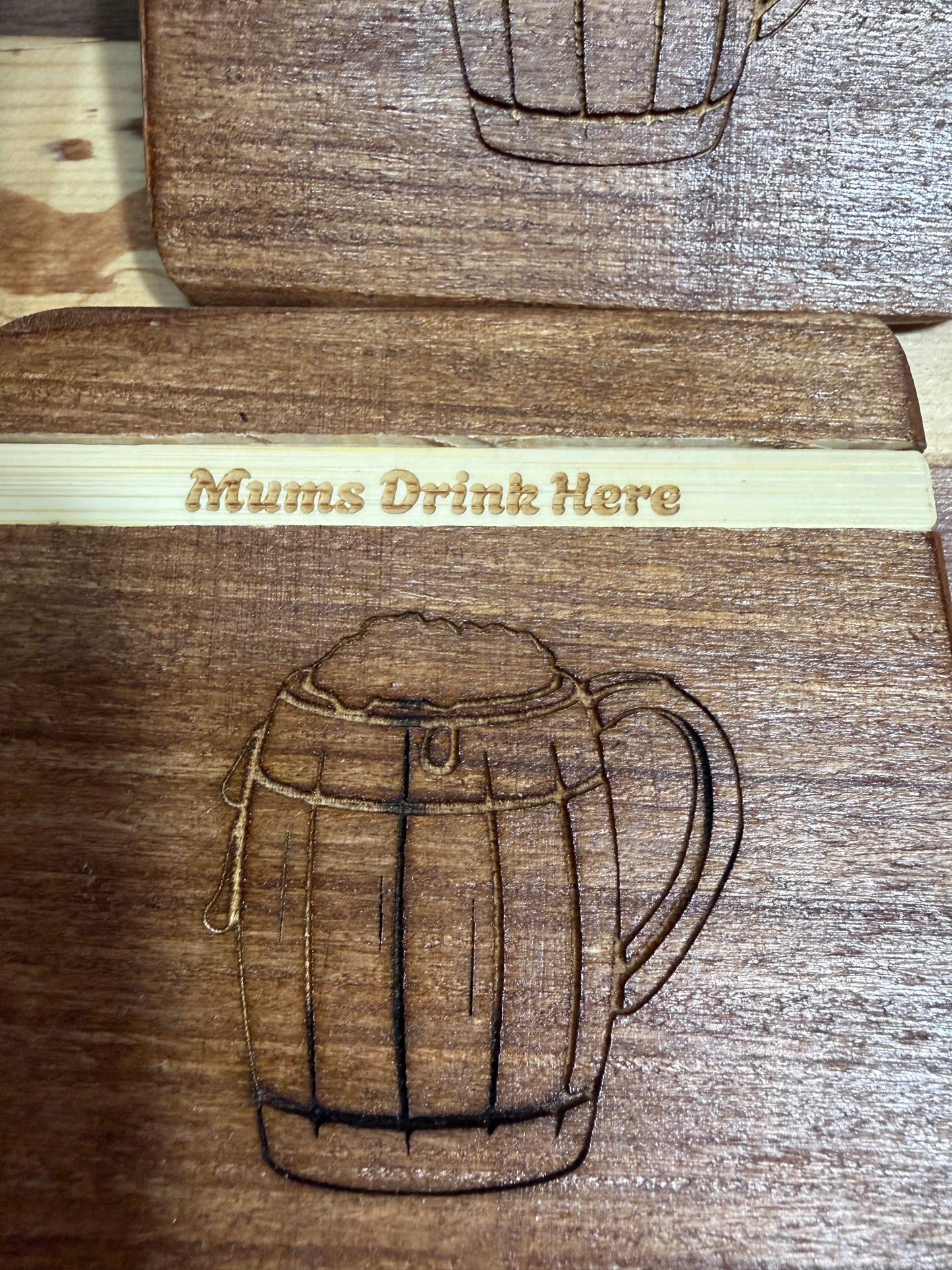 🍺 Personalised Wooden Beer Coasters – With Interchangeable Names & Sayings