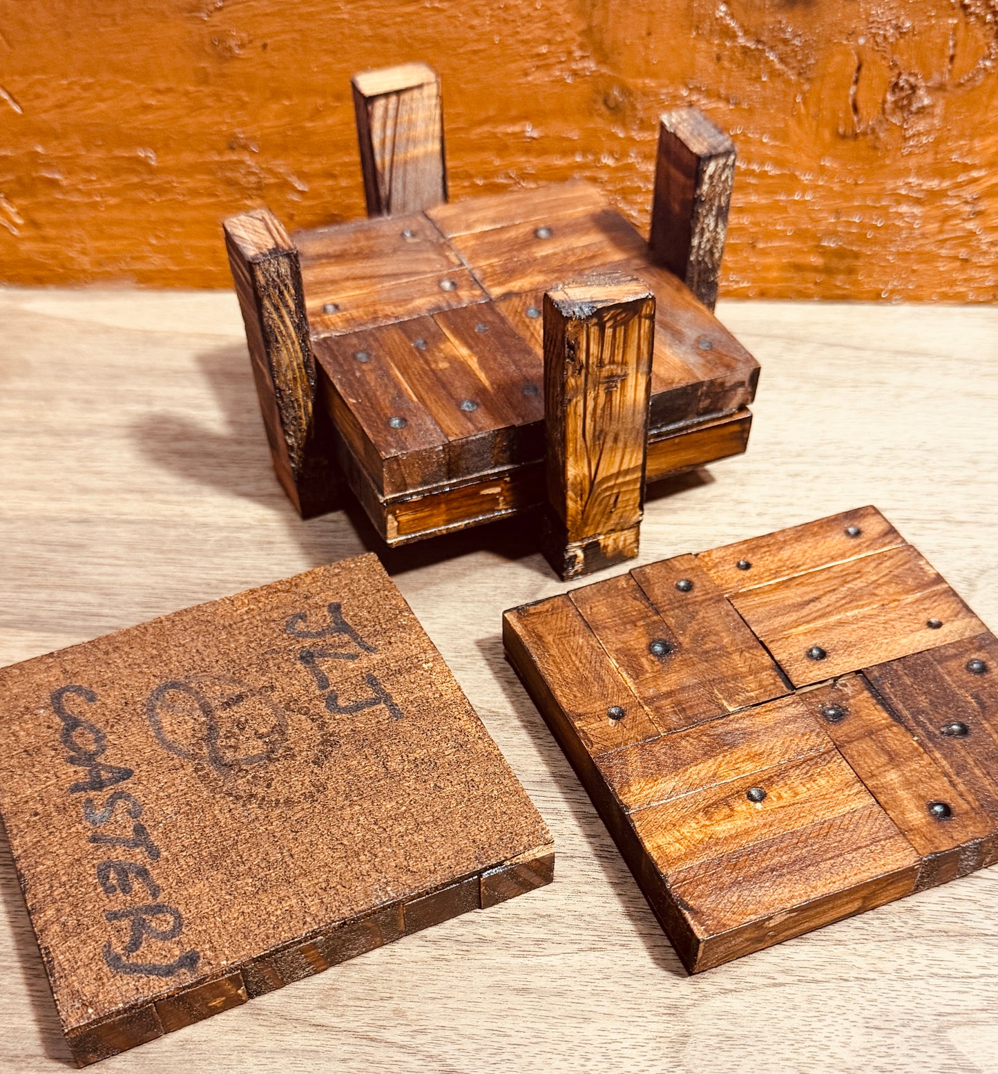 🁫 Handmade Domino Spot Coasters Set with Holder