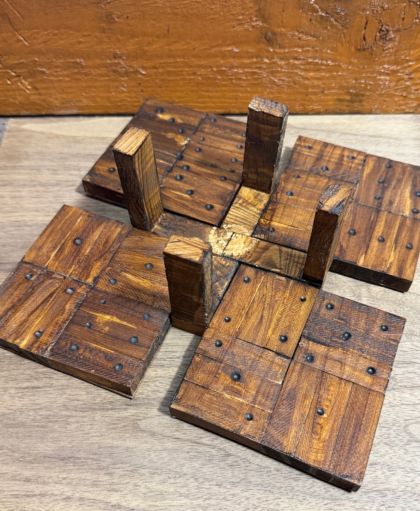🁫 Handmade Domino Spot Coasters Set with Holder
