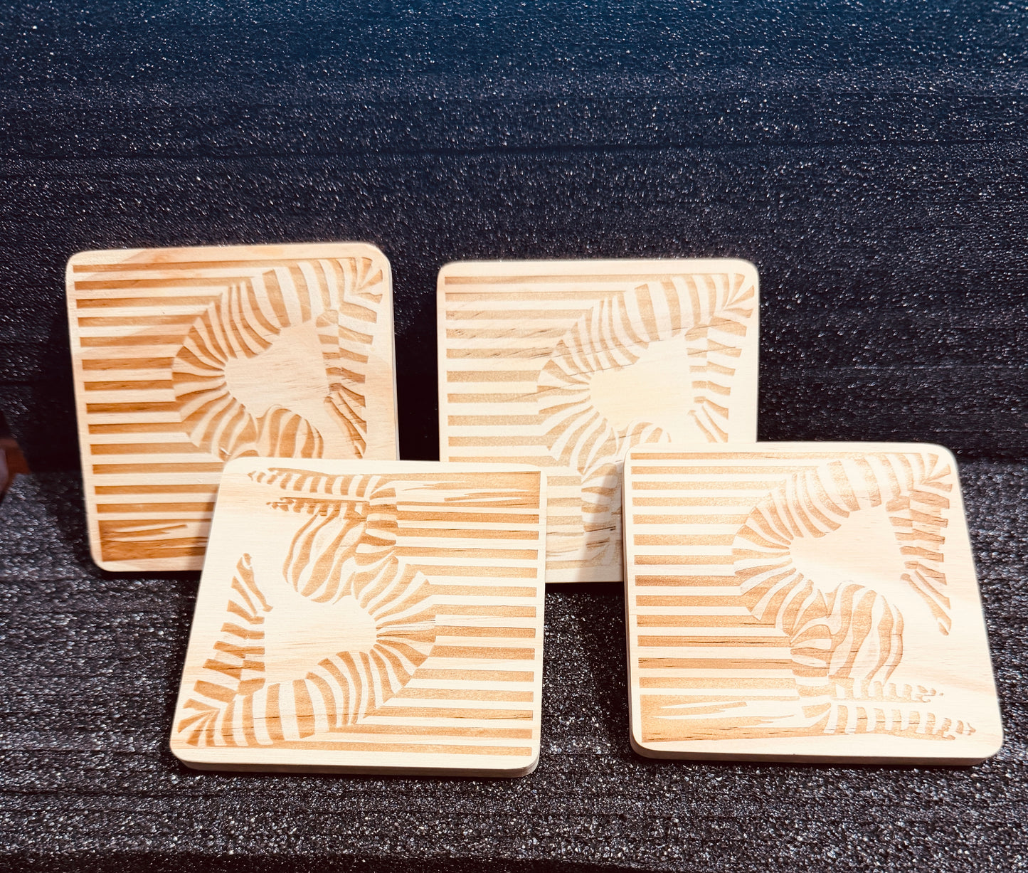 🖤 Athletic Women Striped Art Coasters – Set of 4
