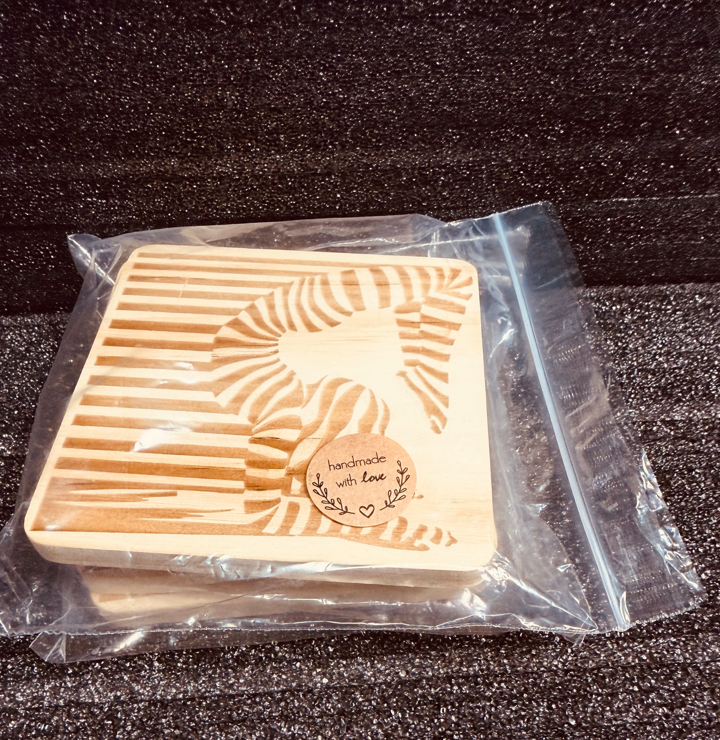 🖤 Athletic Women Striped Art Coasters – Set of 4